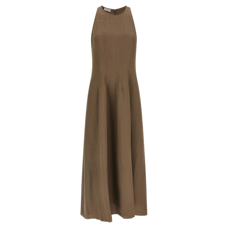 Brunello Cucinelli Brown Viscose Midi Dress - Women