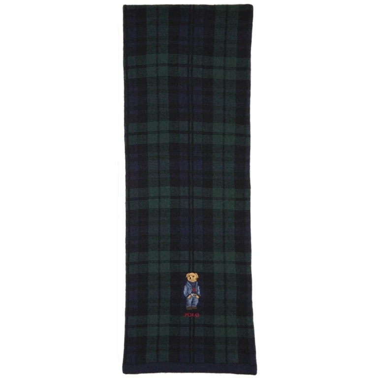 Men's Plaid Bear Scarf Polos