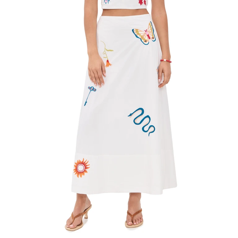 Cleobella Eden Skirt Montecito Embroidery Motif XS