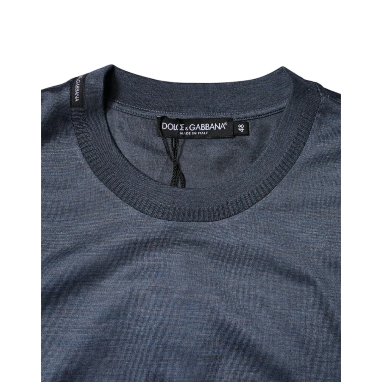 Dolce & Gabbana Blue Silk Crew Neck Short Sleeves Men T-Shirt - Men
