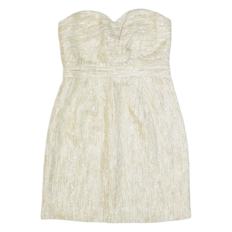 TIBI Womens Fit & Flare Dress Gold Sleeveless Knee Length UK 8