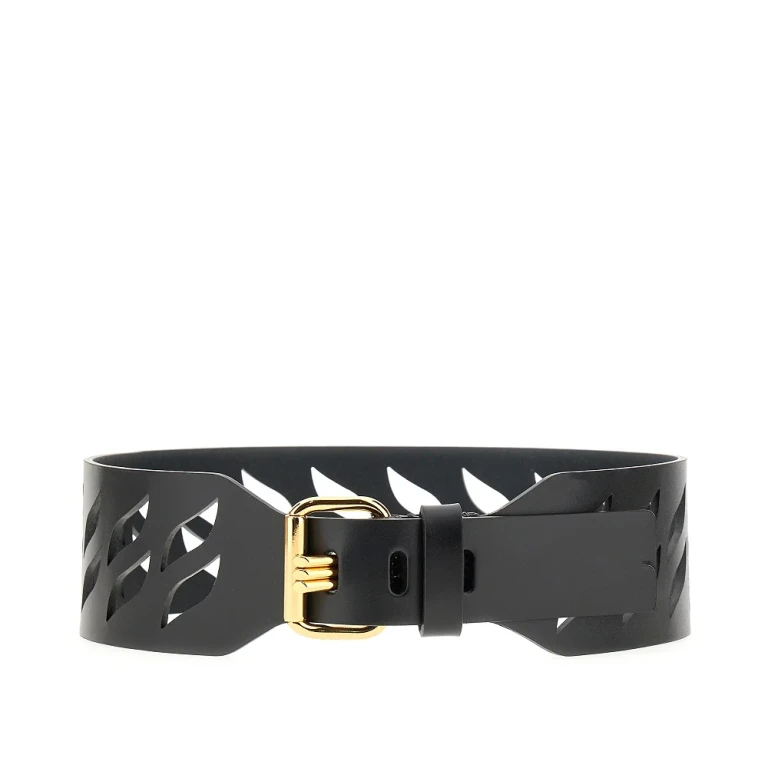 Openworked motif leather belt Woman S