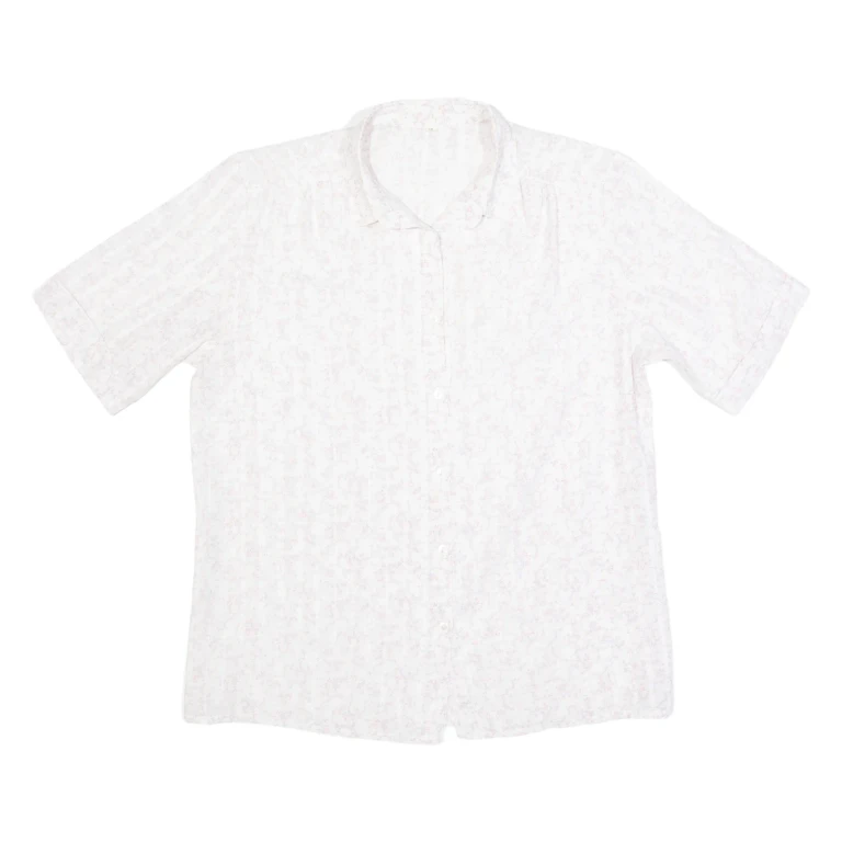 Womens Printed Shirt White Collared Floral M