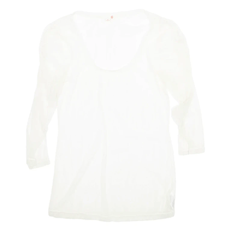 Sheer Womens Blouse Cream Long Sleeve Nylon XL