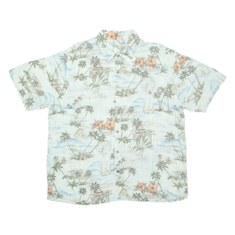 BATIK BAY Mens Hawaiian Shirt Blue Floral XL