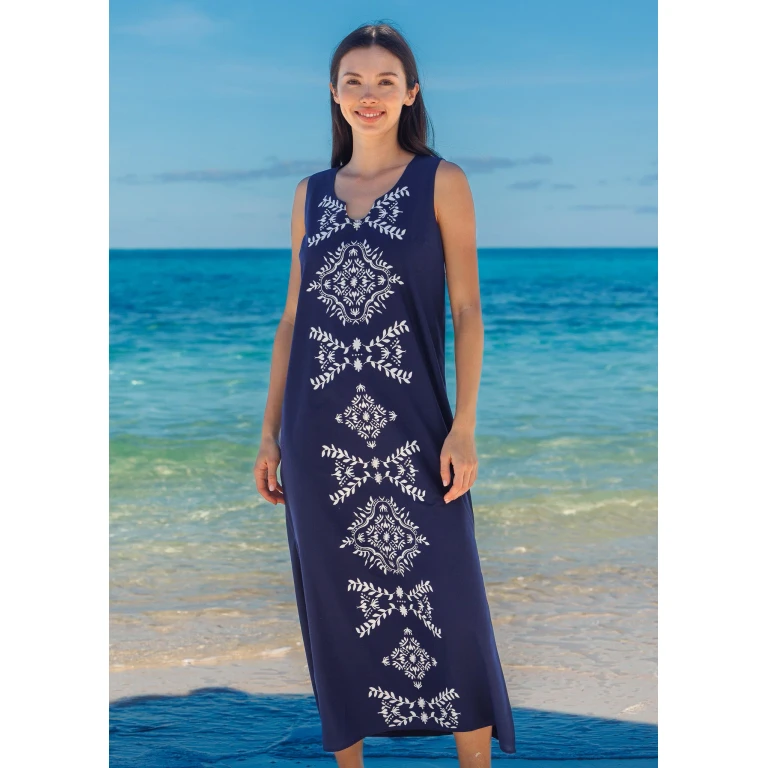 Navy Side Slit Maxi Dress