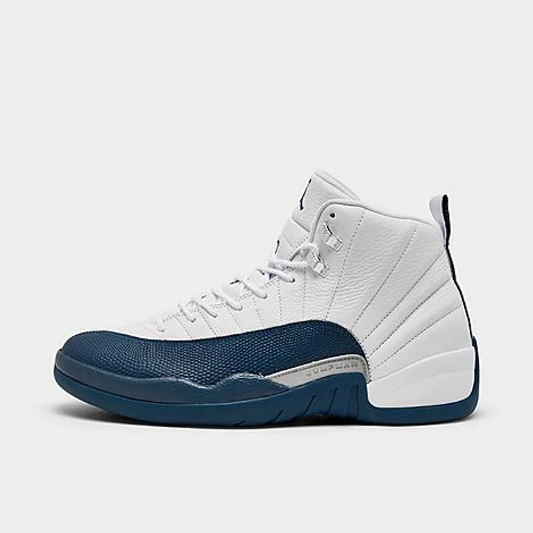 Men's Air Retro 12 Basketball Shoes in White/French Blue/Metallic Silver Size: 7.0