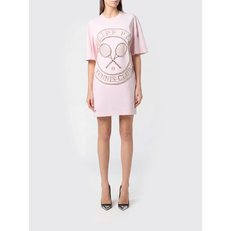 Tennis Club Cotton Sheath Mini Dress with Rhinestone Logo (PAFCWTG0698PJY002N03)