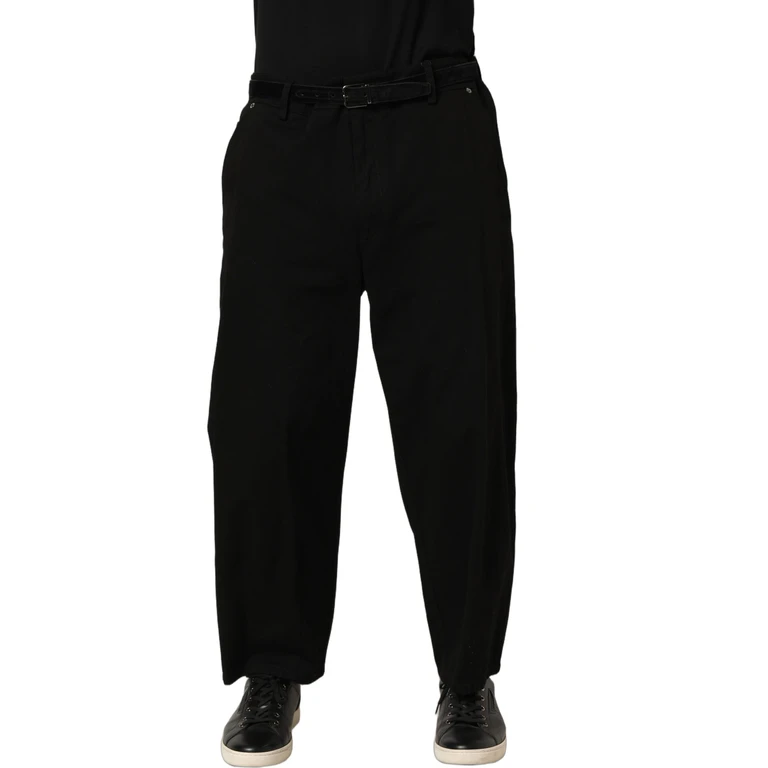 Dolce & Gabbana Black Mid Waist Straight Men Trouser Pants Cotton - Men