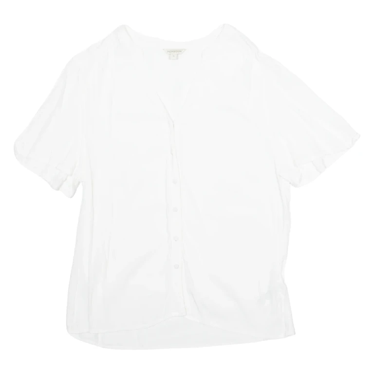 MONSOON Womens Blouse White V-Neck M