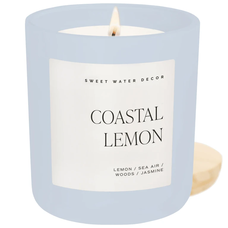 Coastal Lemon Soy Candle - Blue Matte Jar - 15 oz