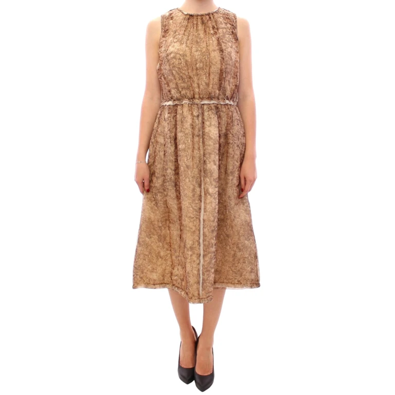 Brown Sleeveless Silk Dress - Women