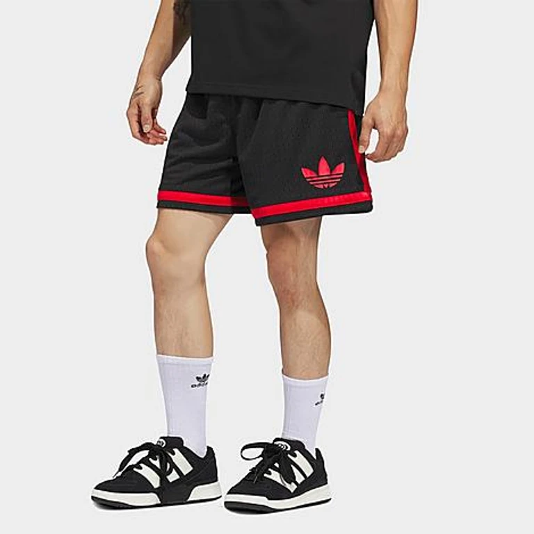 adidas Men's Originals Basketball Shorts in Black/Pure Ruby Size: XS