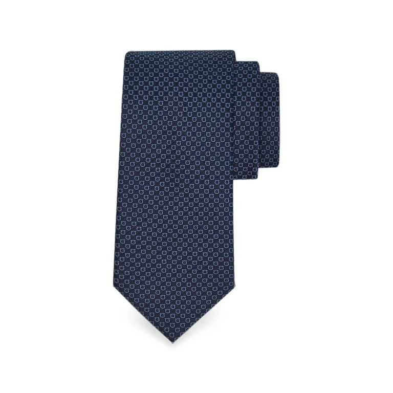 Micro Gancini-print Silk Jacquard Tie