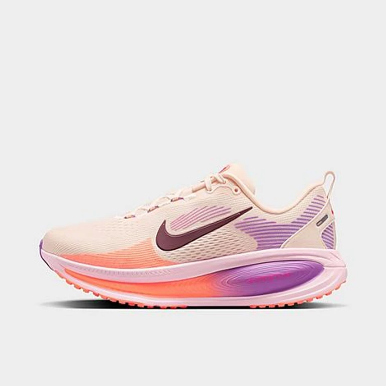 Nike Women's Vomero 18 Running Shoes (Extra Wide Width) in Chalk/Pink Foam/Bright Violet Size: 5.0