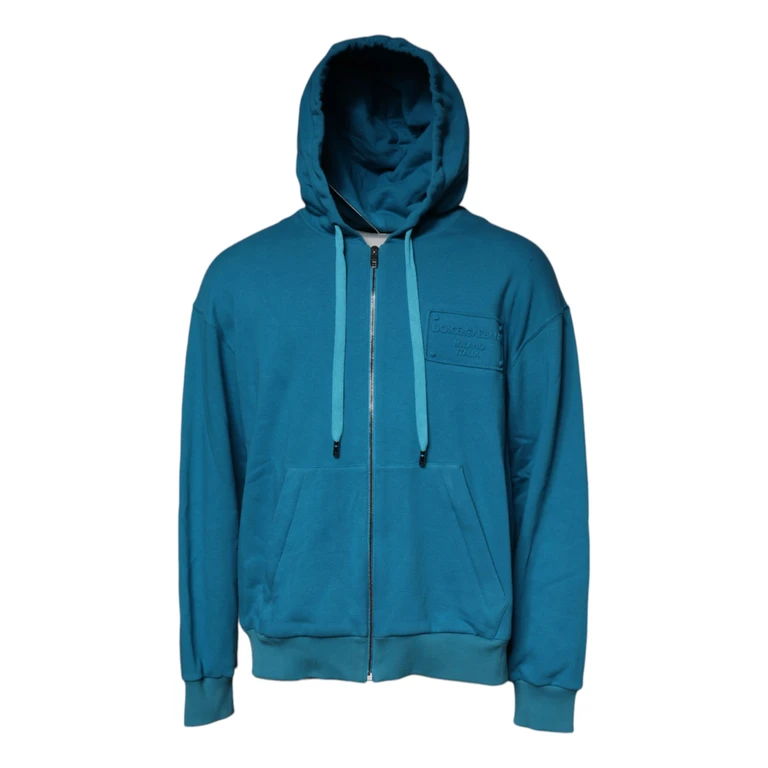 Dolce & Gabbana Blue Logo Cotton Hooded Sweatshirt Sweater Clothing - Men