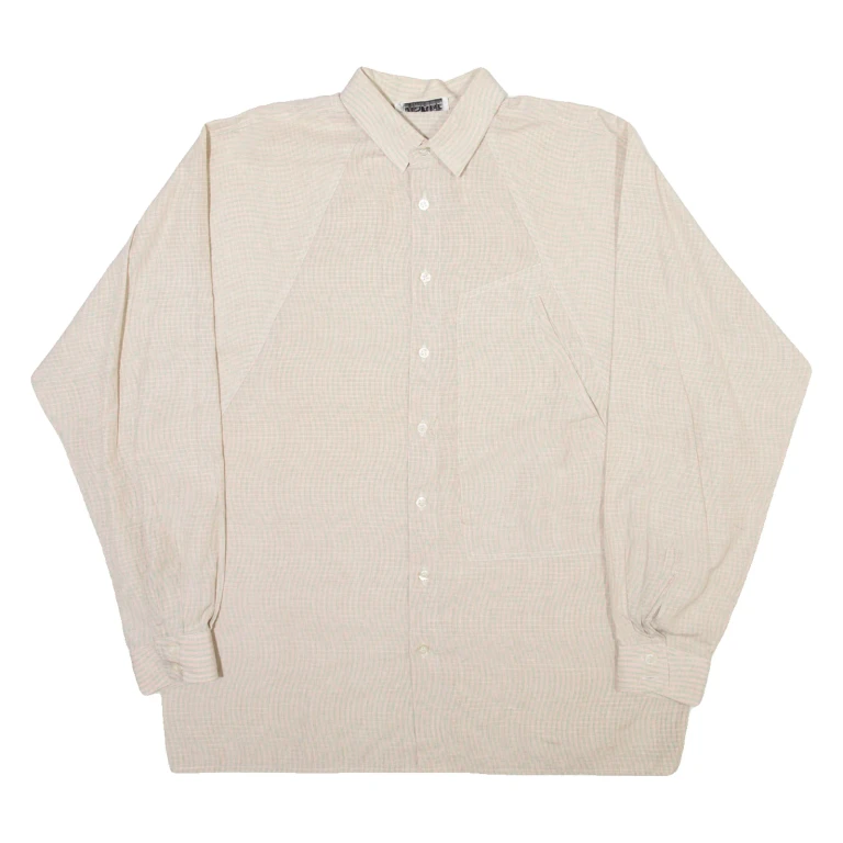 VISAGE Mens Shirt Beige 90s Crazy Pattern Long Sleeve L