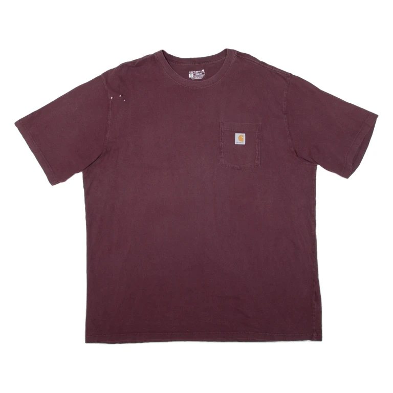 CARHARTT Tall Loose Fit Mens T-Shirt Maroon 2XL