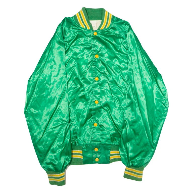 WNAP Stereo 93 Mens Bomber Jacket Green Satin Nylon 80s USA M