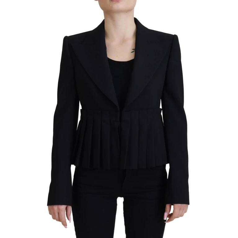 Dolce & Gabbana Black Single Breasted Fit Blazer Wool Jacket Virgin Elastane Clothing - Women