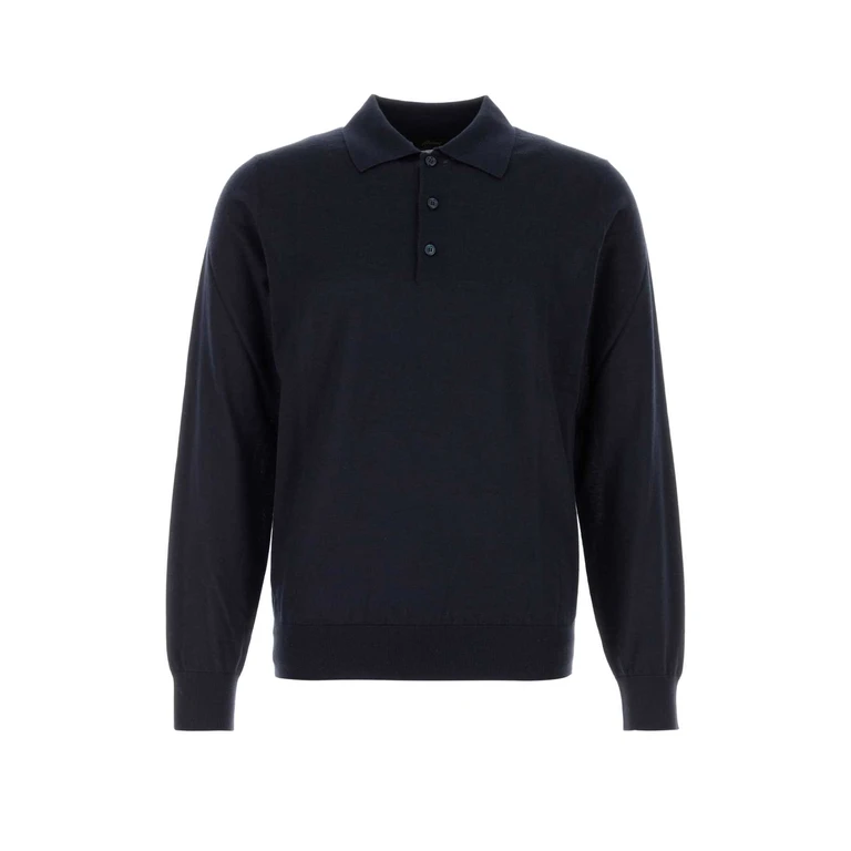 Brioni Midnight Blue Cashmere Blend Polo Shirt Sapphire Exterior: Silk - Men