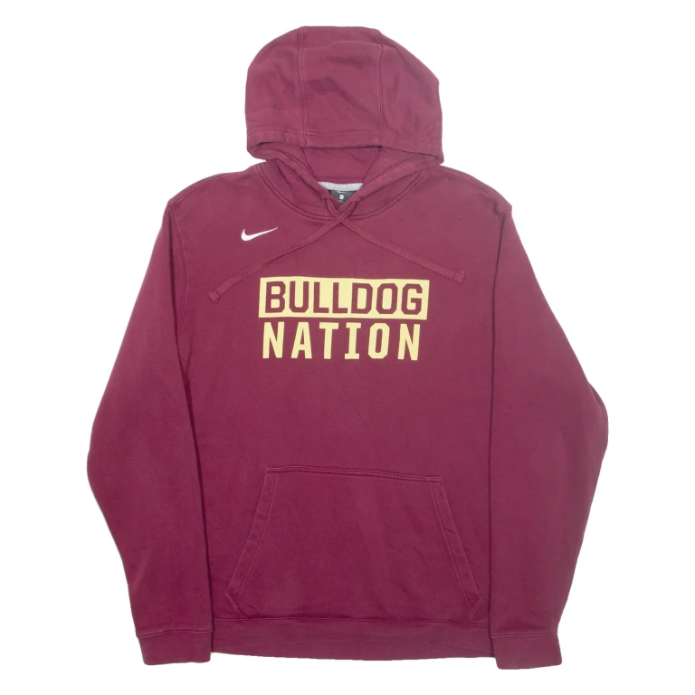 NIKE Bulldog Nation Mens Maroon Hoodie USA XL