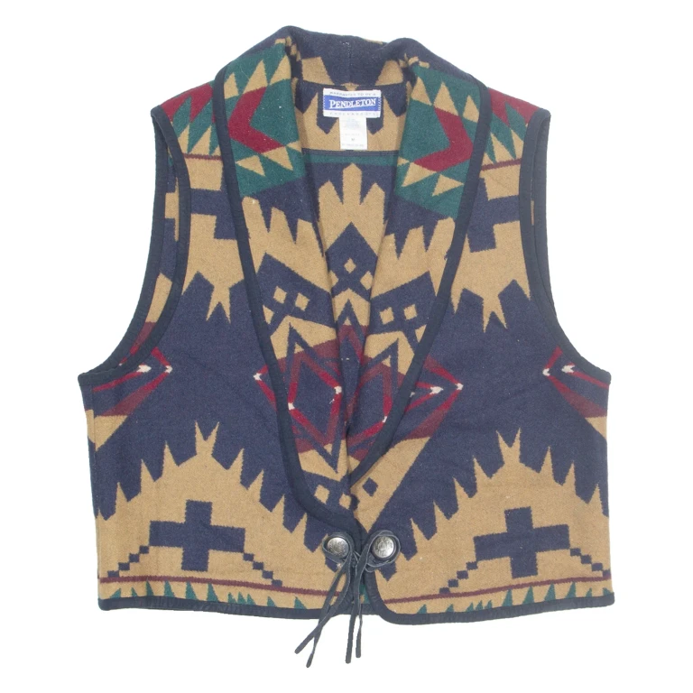 PENDLETON Womens Gilet Blue Wool Crazy Pattern M