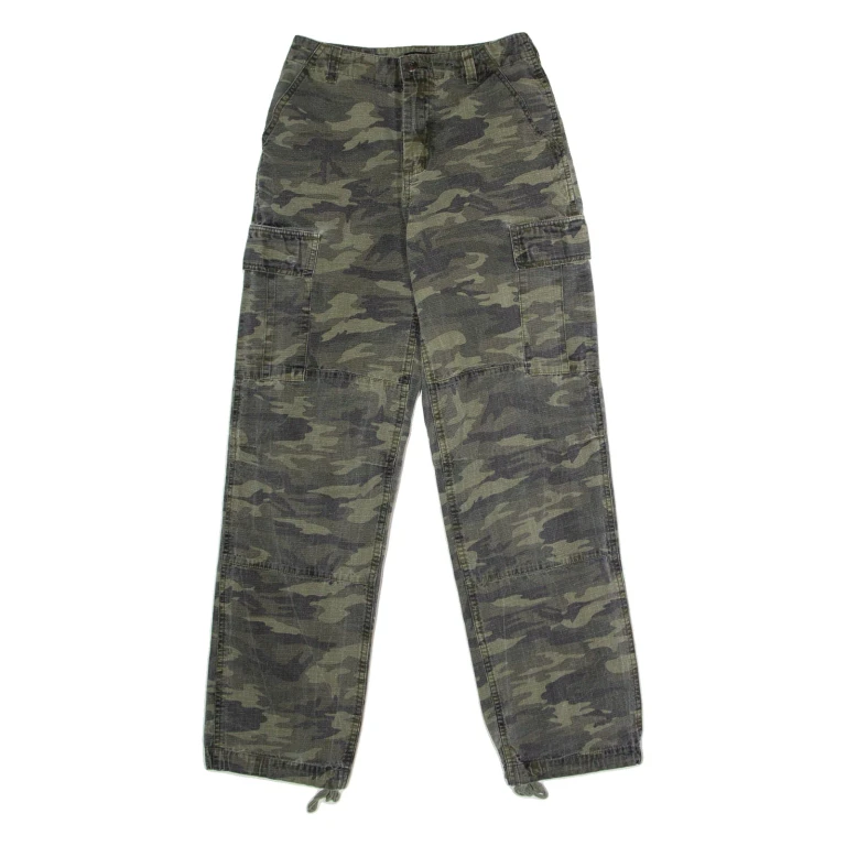 BAE Camouflage Cargo Womens Canvas Trousers Green Regular Straight W26 L29