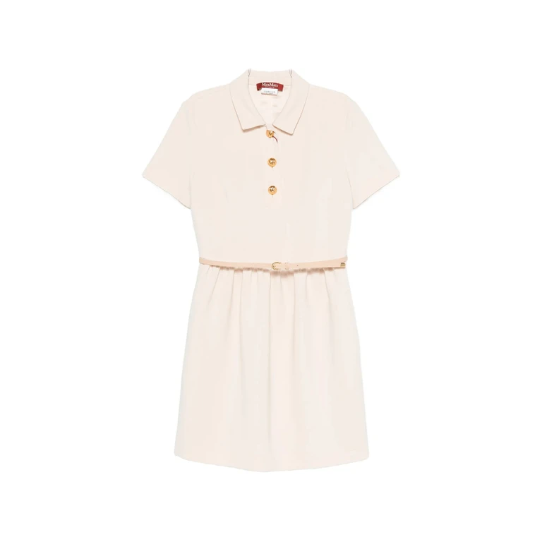 Belted Button-front Mini Dress