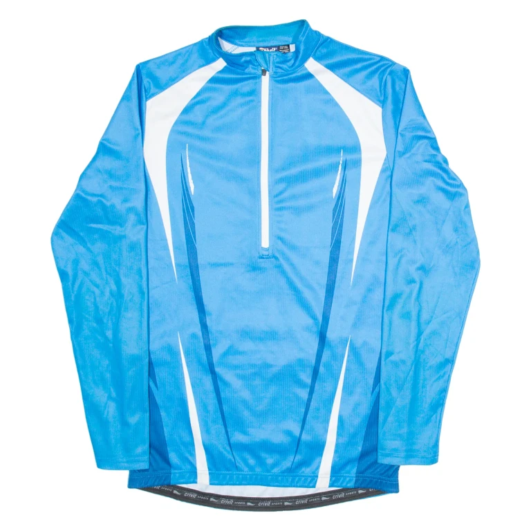 CRIVIT Cycling Mens Jersey Blue Long Sleeve 1/2 Zip M