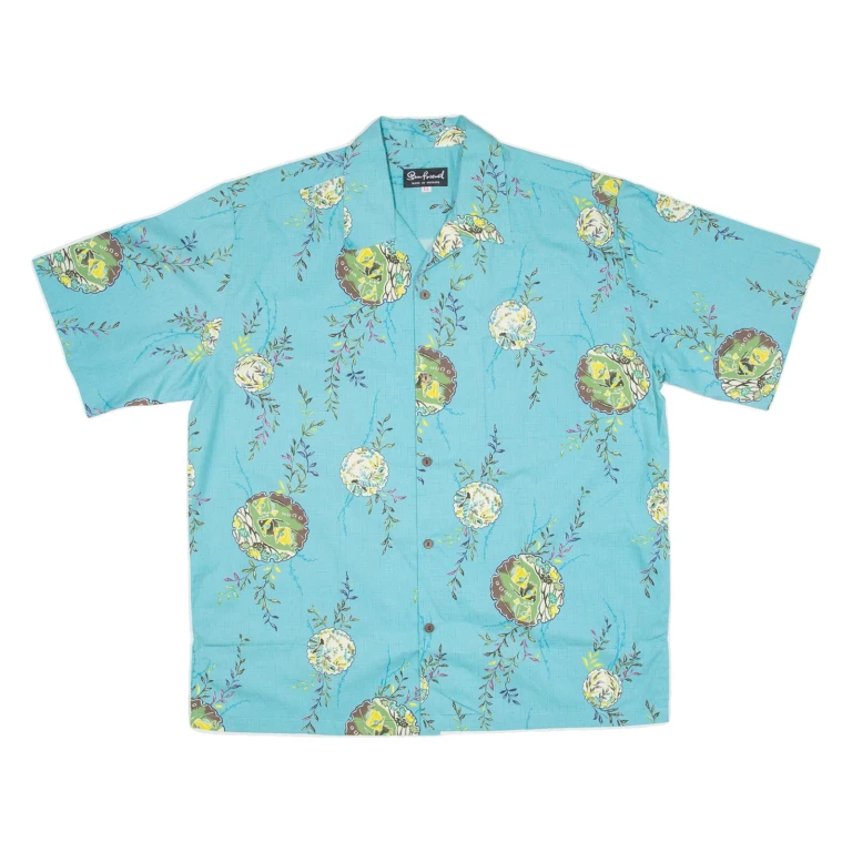 SUNFRIEND Mens Hawaiian Shirt Blue Floral L