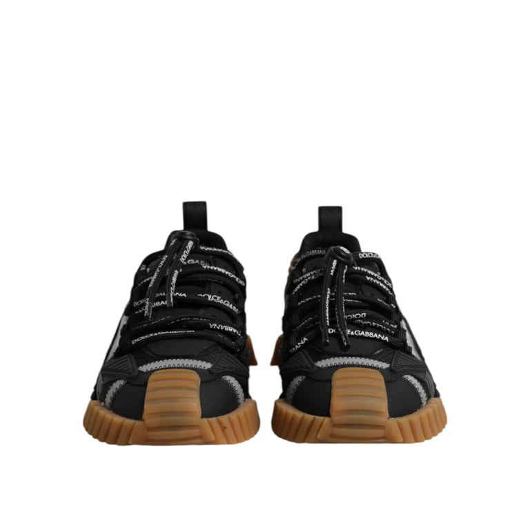 Dolce & Gabbana Black Logo Lace Up Low Top Ns1 Sneakers Shoes And Brown - Men