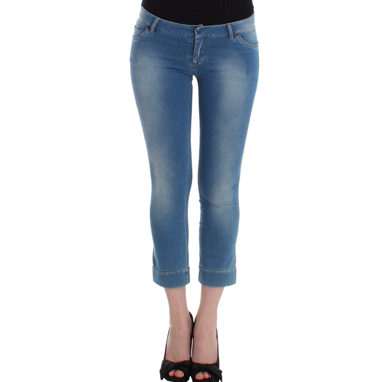 Ermanno Scervino Beachwear Blue Jeans Capri Pants Cropped Cotton - Women