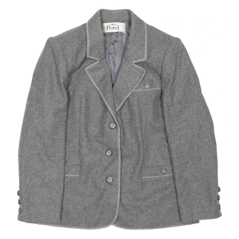 PEREL PARIS Womens Blazer Coat Grey Wool M