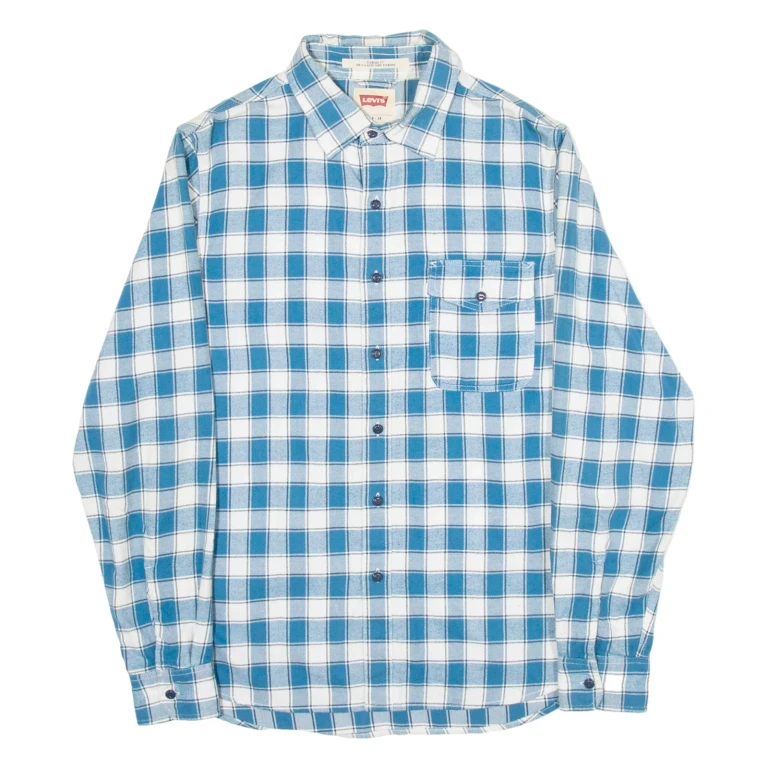 LEVI'S Standard Fit Mens Shirt Blue Check Long Sleeve S