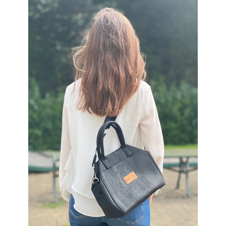 Mini Tote Handcraft Bag black cork