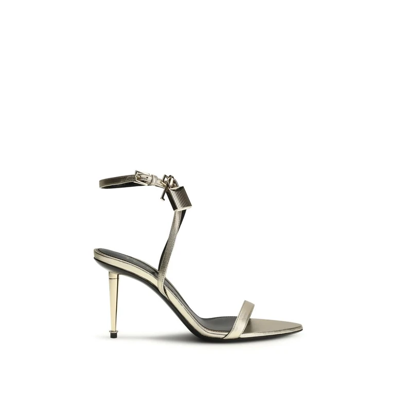 Tom Ford Gold Calf Leather Bos Taurus Stiletto Heel Sandals - Women