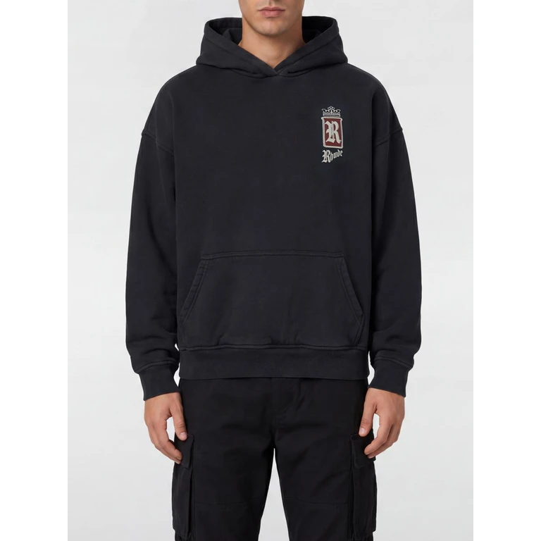 Cotton Hoodie with Kangaroo Pocket and Contrasting Logo (RHSS26HO040123159)