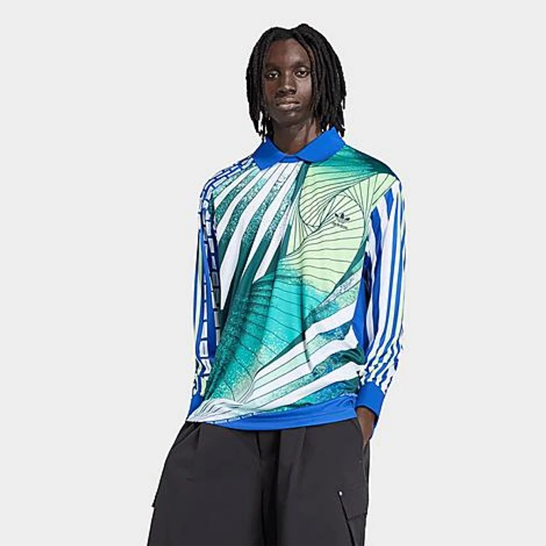 adidas Men's Originals Archive Loose Goalkeeper Jersey in Power Blue Size: XS
