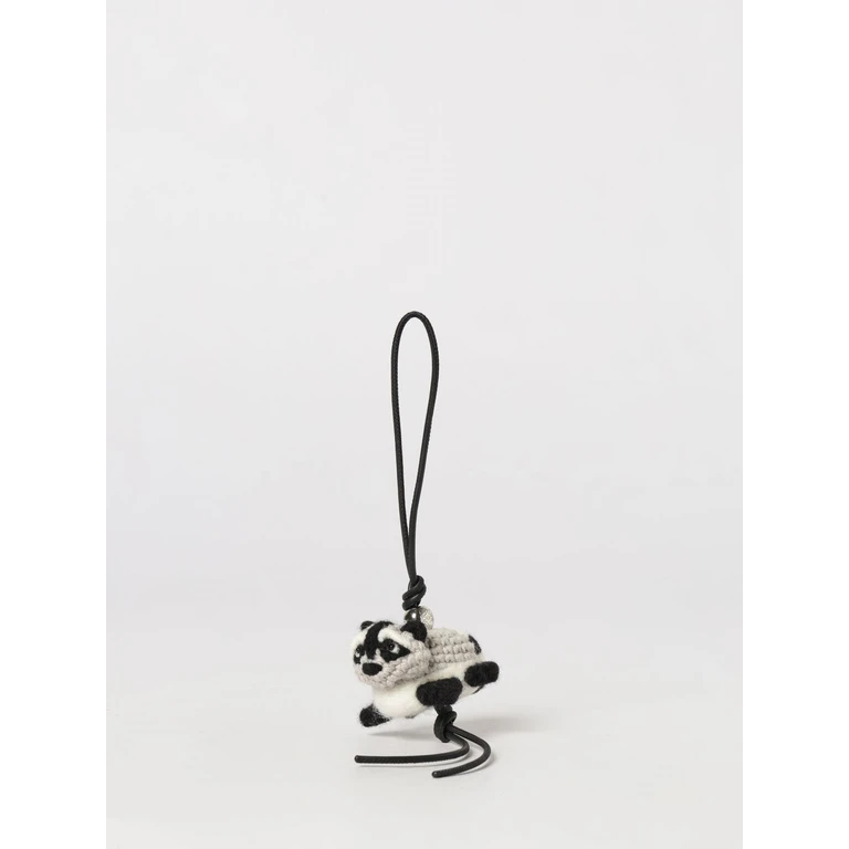 Raccoon Animal-Shaped Keychain in Crochet Wool and Calfskin (C621232XRK1120)