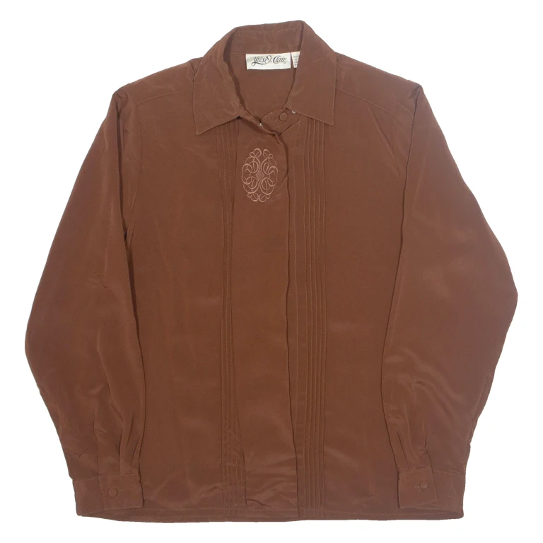 Womens Shirt Brown Collared Long Sleeve S