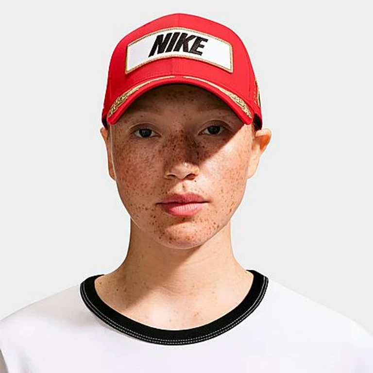 Nike Club Structured Racing Backstrap Hat in University Red/Black Size: S-M
