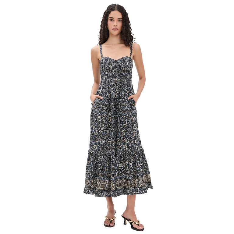 Ulla Johnson Ophelia Sleeveless Cotton Dress Midnight Bloom 8