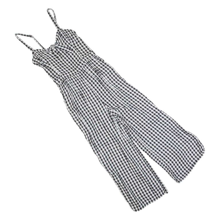 HOLLISTER Womens Jumpsuit Black Gingham Wide-Leg XS