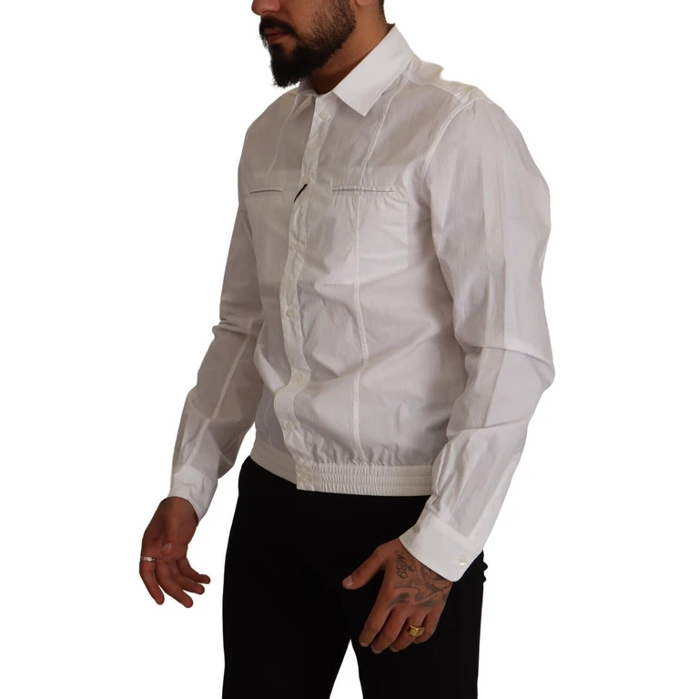 Dolce & Gabbana White Cotton Button Down Men Collared Shirt - Men