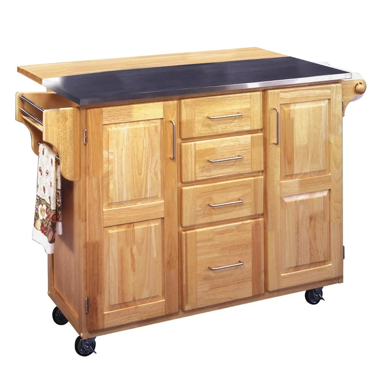 General Natural Kitchen Island with Gray Top