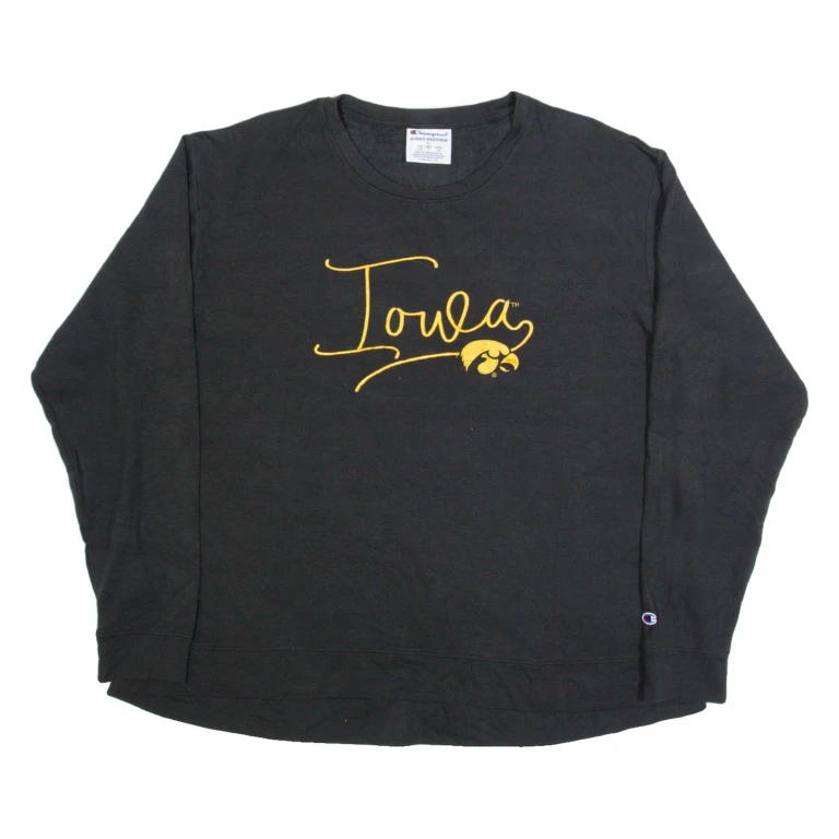 CHAMPION Iowa Hawkeyes Mens T-Shirt Black Long Sleeve USA L