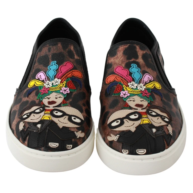 Dolce & Gabbana Leather Leopard #dgfamily Loafers Shoes Brown Lambskin - Women