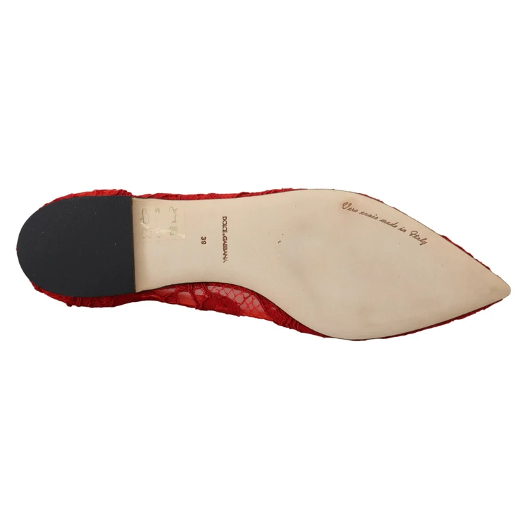 Dolce & Gabbana Red Taormina Crystals Loafers Flats Shoes Cotton - Women