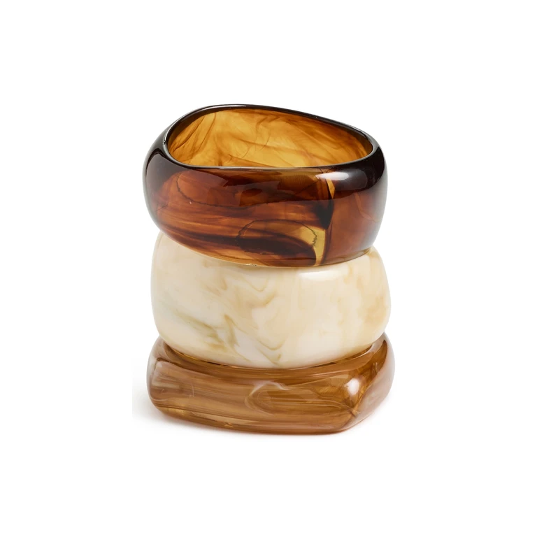 By Adina Eden Caramel Swirl Resin Bangle Set Multi-Color One Size